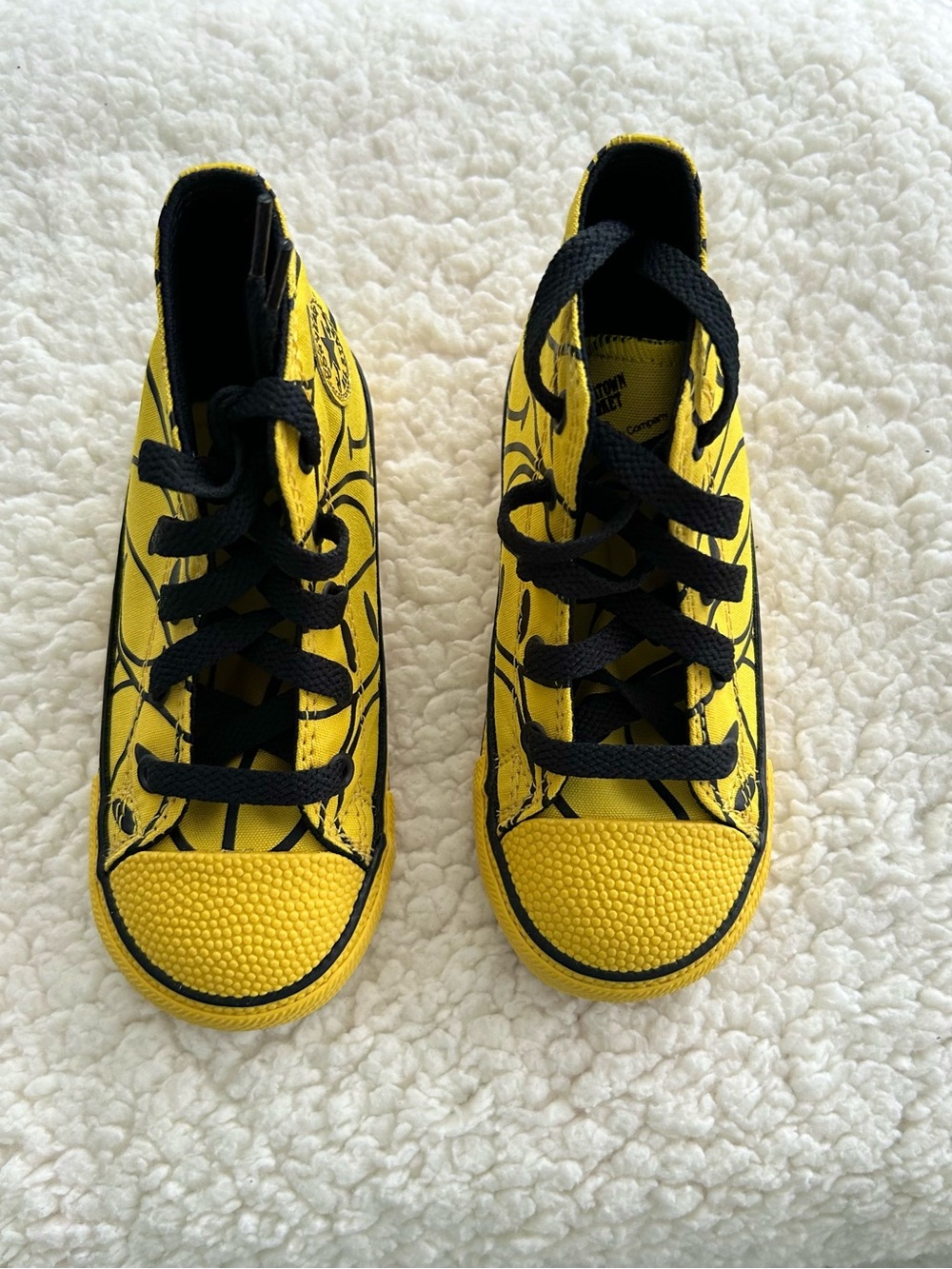 Converse x Chinatown Market CTAS Cyber Yellow Black High Top Smiley Sneaker Sz 9 - Picture 2 of 9